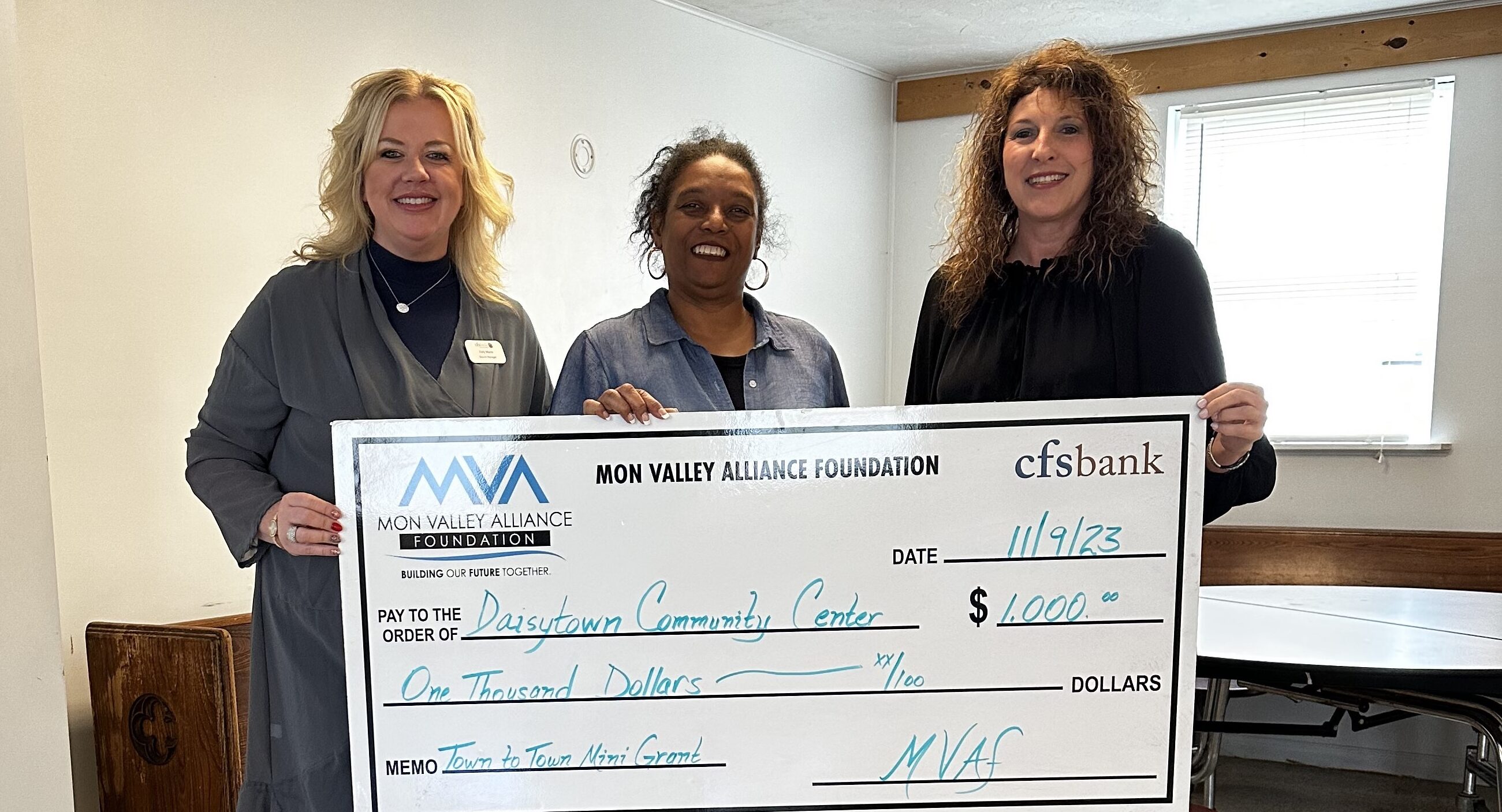 Daisytown Community Center gets Town2Town Mini Grant Mon Valley